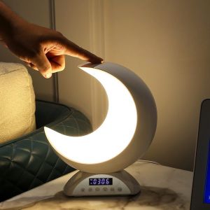 Lampe De Chevet Tactile, Veilleuse Haut Parleur, Réveil Sonnerie Musicale, 20 Couleurs De Lumière, Usb Lampe De Chevet Intensité Variable Pour Chambre, Salon - Neuf