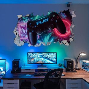 3d Gamer Stickers Muraux, Gamer, Décoration Murale, Chambre Des Garçons Sticker Mural, Pièce De Vie Moderne Stickers Muraux, Les Garçons Dortoir Sticker Mural, Bricolage Gamer Autocollant - Neuf