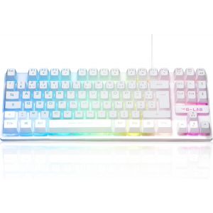 Kalanka-Keyz Caesium Tkl Clavier Gamer Tkl 87 Touches Filaire Usb Azerty Français, Rétro-Éclairage Led Multicolore - Clavier Gaming Compact Sans Pavé Numérique Pour Pc/Ps4/Ps5/Xbox (Blanc) - Neuf