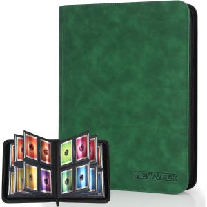 Mdy-Classeur Carte, Album Pour Cartes À Collectionner Capacité De 112 Top Loaders 4 Poches, Classeur Rangement Top Loader Pour Cartes Ygo/Mtg, Vert Foncé (Non Adapté Aux Cartes Sans Top Loader) - Neuf