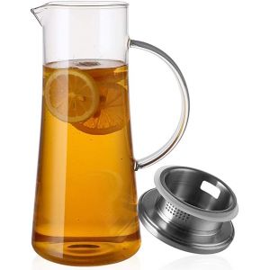 Mevronisshop-Pichet En Verre Avec Couvercle, Carafe Avec Tapis, Carafe De 1,5 L Pour Th&eacute; Glac&eacute;, Eau Chaude, Jus, Lait, Vin, Caf&eacute; Et Plus Encore - Neuf