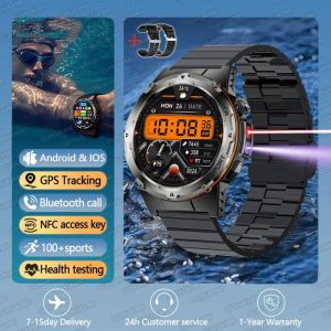 2025 Nouveau T-Rex 3 Gps Piste Montre Intelligente Hommes 3Atm &Eacute;tanche Uv Infrarouge 1.39 Pouces Nfc Bluetooth Appel Fr&eacute;quence Cardiaque Sport Montre Intelligente.Black Steel B 2A.Swim Diving Watch - Neuf