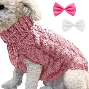 Jgd-1 Veste En Tricot &Agrave; Col Roul&eacute; Pour Animal De Compagnie, Pull Chaud Pour Chien, Accessoire Pour Animaux De Compagnie, Taille L, Rose - Neuf