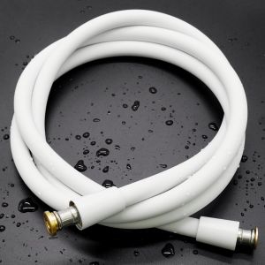 Flexible de Douche Universel (G1/2 Pouces, 1.5m), Tuyau de Douche en Silicone Ultra-Doux, Tuyau Douche Anti-Torsion et Anti-Pliure Pour Toilette/Argent&eacute;, Blanc - Neuf