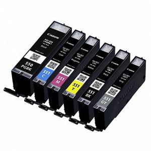 Canon PGI-550/CLI-551 Pack de 6 Cartouches d'encre pour Canon iP8750/MG7150/MG6350 Multicolore - Neuf