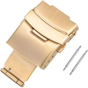 Eryi-Fermoir Montre Déployante Boucle Pousser Bouton Pliant Rapide Libération Pour 22mm Cuir Bracelet Bracelet Doré - Neuf
