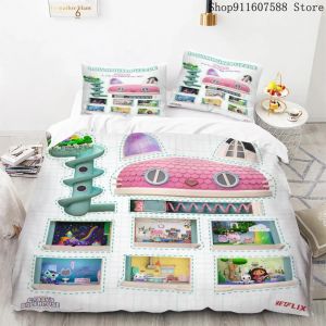 Parure De Lit Maison De Poupée Gabby's Kawaii, Ensemble De Lit Simple Double, Decoration D'intérieur Pour Filles Et Enfants, Ensemble De Housse De Couette Avec Chat Mignon De Dessin Anime - Neuf