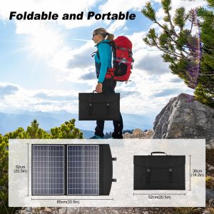 Kit De Panneau Solaire Portable 60w, Chargeur Solaire Pliant, Panneau Solaire D'urgence ExtéRieur Pour Camping RandonnéE Rv Voiture Marine - Neuf
