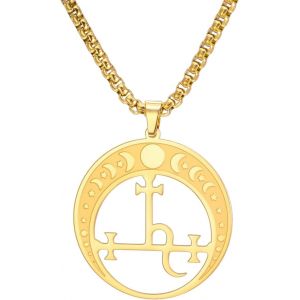 Trahoo-Lilith Collier Pour Les Femmes Sigil De Lilith Déesse Phase De La Lune Pendentif Collier Sorcière Païenne Hécate Mythologie Amulette Triple Lune Déesse Bijoux Cadeaux De Sorcière Hommes - Neuf