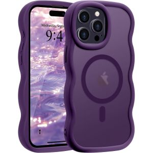 Eryi-Coque Magnétique Pour Iphone 15 Pro Max [Compatible Avec Magsafe] Translucide Mat Cadre Vague Bouclée Coque De Téléphone Slim Fit Antichoc Housse De Protection Pour Homme Et Femme-Violet - Neuf