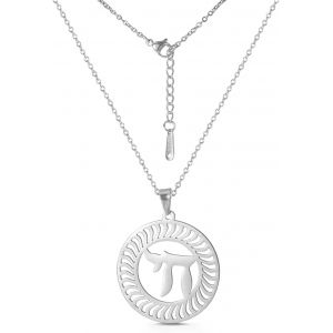 Kal-Collier Chai Juif Lettre Hébraïque Pendentif Cercle Symbole De Vie Classique Juif Chai Token Nom Juif Bijoux D'inspiration Religieuse Femmes - Neuf