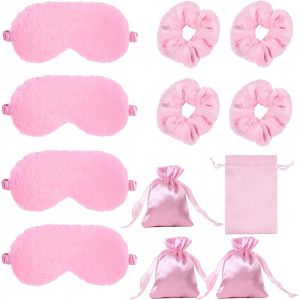 Jgd-Lot De 12 Accessoires De F&ecirc;te Pour Soir&eacute;e Pyjama Pour Filles, Cadeaux De F&ecirc;te Spa Avec Masque De Sommeil En Peluche, Chouchous &Agrave; Cheveux, Sac De Rangement (Rose) - Neuf