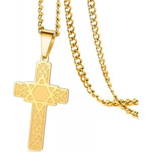 Kal-Croix &Eacute;toile De David Pendentif Collier Pour Hommes Femmes Crucifix Croix Pendentif Avec Hexagone Religieux Juif Christian Protection Bijoux Cadeau - Neuf