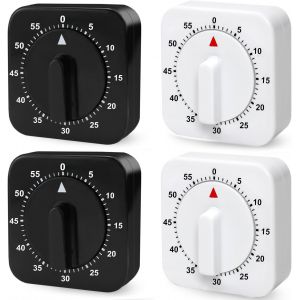 Mevronisshop-Minuteur De Cuisine M&eacute;canique Analogique : 4 Pi&egrave;ces Minuteur &Agrave; ?Ufs 60 Minutes Minuteur De Cuisine M&eacute;canique Fonction Minuteur Pour La Maison, La Cuisine, Le Sport, Les &Eacute;tudes (Blanc X 2 - Neuf