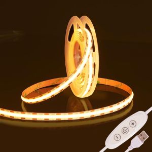 Ruban Led Cob 2m,Dc5v Usb Bande Led Chambre,480led/M Cri90+ Dimmable Flexible Led Tv,Fancy Lumiere Bandeau Gaming Adhésif Pour Cuisine,Fête,Armoire,Diy Decor - Neuf