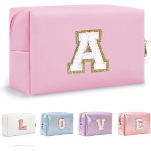 MAA-Organisateur de Trousse de Maquillage en Cuir PU 26 Lettres Pochette cosm¿¿tique Grande capacit¿¿ Trousse de Toilette de Voyage Femmes Filles Cadeaux d'anniversaire Sac de Rangement - Neuf