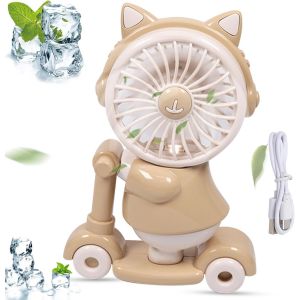KALANKA-Mini Ventilateur Portable, Ventilateur USB Rechargeable, Petit Ventilateur de Bureau, Ventilateur de Table, 2 Vitesses, Silencieux, Puissant, Portable, pour Maison Bureau Table - Neuf