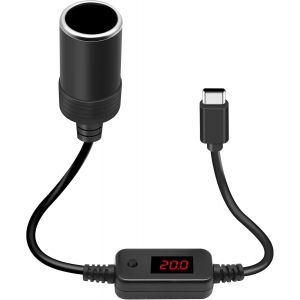 LETNERNY-Usb C Vers Allume-Cigare, Adaptateur Allume-Cigare Usb C M&acirc;le Vers 12 V Usb C M&acirc;le Vers 12 V, Allume-Cigare Usb Pour Enregistreur De Voiture, R&eacute;trov ur En Streaming, Radar De Vitesse - Neuf