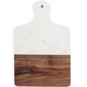 De Marbre Et De Bois, Planche À Découper Avec Poignée Plateau De Service Pour Le Steak De Pain De Fruits Rectangulaire Charcuterie Style - Neuf