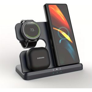 Station De Charge Inductive Pour Samsung, Chargeur Sans Fil 3 En 1 Pour Galaxy Watch 5/5 Pro/4/3/Active 2/1 Chargeur Pour Samsung Galaxy S24 Ultra S23 S22 S21 Z Flip Z Fold 5 4 Galaxy Buds - Neuf