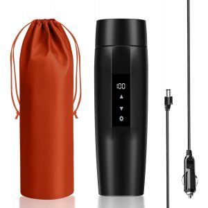 Tasse &Agrave; Caf&eacute; &Eacute;lectrique De Voiture 12 V, Bouilloire Portable, Mini Chauffe-Th&eacute; R&eacute;glable 40-100 &deg;C, Acier Inoxydable 304, Protection Contre La Br&ucirc;lure - Neuf