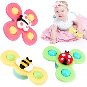 KAL-Jouets À Ventouse, Jouets De Bain Bébé,3 Pcs Spinner Jouets Sensoriels Éducatifs,Jouets De Bain Baignoire ,Jouets De Douche,Abeille Papillon Coccinelle Cadeaux D'Anniversaire Pr Garçons Et Filles - Neuf
