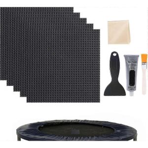 Paquet De 5 Kit De Réparation Rapide De Patch De Trampoline 4 X 4 Kit De Patchs Carrés Avec Colle Brosse Grattoir Gants Et Essuyage Tapis De Trampoline Réparation - Neuf