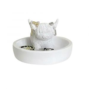 Highland Vache Bague Porte - R&eacute;sine Bijoux Porte Plat Bibelot Plateau - Neuf
