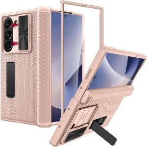 LORANKA-Pochette pour Samsung Fold 7, [Verre Tremp&eacute; HD][Protection de Charni&egrave;re][Support Int&eacute;gr&eacute;s], Antichoc Anti-Rayures Antid&eacute;rapante Int&eacute;grale Protection Objectif Coque Rigide Samsung Fold 7, Or - Neuf