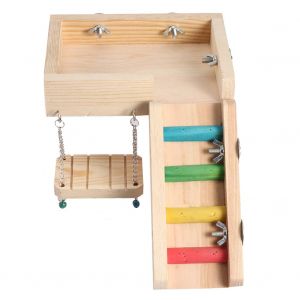 Hjlian Jouet Pour Hamster Et Perroquet, Echelle Pivotante En Bois Indigene, Ensemble De 3 Pieces, Accessoire Pour Petit Animal De Compagnie - Neuf