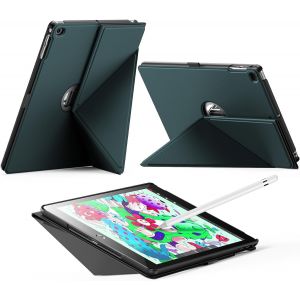 Book Cover Étui pour iPad 9ème/8ème/7ème génération 10,2"" (2021/2020/2019) avec porte-stylo, support pliable avec paysage et portrait, étui de protection pour iPad 9/8/7, vert nuit - Neuf