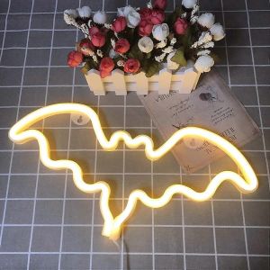 Veilleuse LED néons enseignes chauve-souris pour la décoration murale de la salle de fête accrocher décoratif - Neuf
