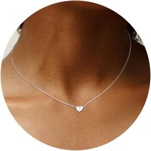 Kal-Collier Femme Argent 925, Coeur Pendentif Lettre Collier, Personnalis&eacute; Collier Initiales Pour Femmes Filles Lettre A-Z Bijoux Cadeaux Anniversaire Saint-Valentin No&euml;l (Avec Bo&icirc;te) - Neuf