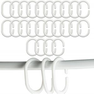 NBGCM-24pcs Anneaux de Rideau de Douche en Plastique en Forme de C Crochets de Rideau pour Rideau de Porte, Rideau de fenêtre - Neuf