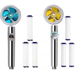 Pommeau de douche à hélice, rotatif à 360°, avec 6 filtres, économie d'eau, relevable - Neuf