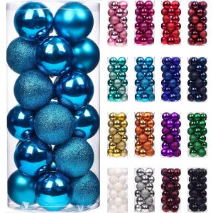 24 mini boules de No&euml;l, incassable petites d&eacute;corations de No&euml;l pour l'arbre de No&euml;l (bleu), un Seul seau - Neuf