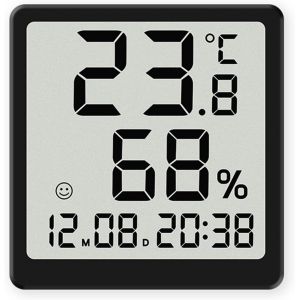 KAL-Thermohygromètre Numérique Avec Écran Lcd Petit Réveil Lcd Température Humidité Date Magnétique 12/24 Heures ¿/¿ Support De Suspension Pour La Maison, Le Salon, Le Bureau - Neuf