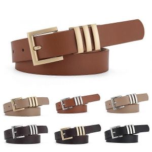 Ceinture En Cuir Pu Pour Les Femmes Boucle Carrée Boucle Épingle Jeans Ceinture Noire Chic Luxe Dames Vintage Sangle Ceinture Femme - Neuf