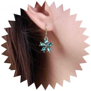 Kal-Boucles D'oreilles Fleur Emeraude Boucles D'oreilles Fleur Cristal Boucles D'oreilles Fleur Cz Boucles D'oreilles Pendantes Boucles D'oreilles Cerceau Dor&eacute; Bijoux Pour Femmes Et Filles - Neuf