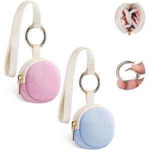 Trahoo-2pcs Pochette Bijoux Mini Trousse Rangement Boucle D'oreille En Tissu À Couche D'air Sac De Organisateur Multifonctionnel Pour Colliers Bracelets Boite A Bijoux Voyage Femme 5,8*5,7*2,1cm(Rose - Neuf