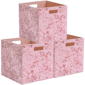 Lot de 3 bo&icirc;tes de rangement pliables en feutre-En forme de cube-Pour bureau,salle de jeux,chambre d'enfant,chambre &agrave; coucher-31 x 31 x 31 cm (rose flash) - Neuf