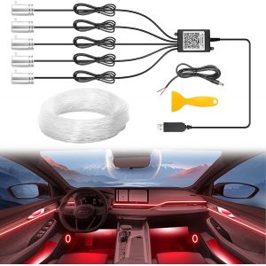 Fchhk-Éclairage D'ambiance 5 En 1 Pour Voiture - Bande Led Rvb - 600 Cm - Avec 16 Millions De Couleurs - Contrôle Par Application - Port Usb - Synchronisation De La Musique - Éclairage Intérieur - Neuf
