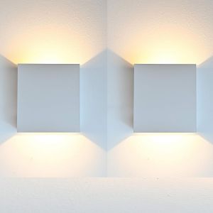 2 Pack Applique Murale Led Int&eacute;rieure, Blanc 12w Blanc Chaud 3000k Ac 230v Aluminium Lampe Murale Pour Salon Chambre Couloir Salle De Bain - Neuf