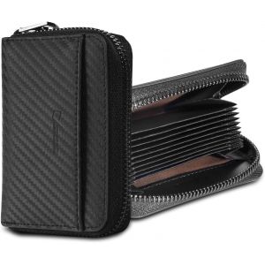 Senior-Portefeuille Pour Cartes De Cr&eacute;dit Pour Homme Et Femme, Protection Rfid, &Eacute;tui Pour Cartes Pour Homme Pour 9 &Agrave; 11 Cartes, Fermeture &Eacute;clair En Cuir V&eacute;ritable, Mini Portefeuille, Noir (Rfid),[L1651] - Neuf