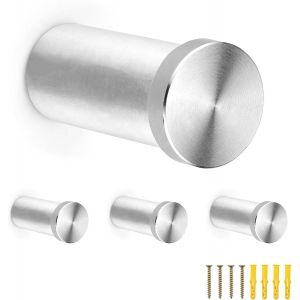 4 Pi&egrave;ces Pat&egrave;res en Acier Inoxydable, Argent Pat&egrave;re Murale, Crochets Muraux, Crochet Salle de Bain, Avec Vis et Tube D'expansion, pour Salle de Bain, Cuisine, Chambre et Couloir - Neuf