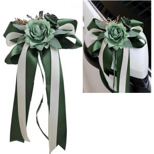 Lot de 4 n?uds de voiture en soie Fleur Mariage Décoration de voiture Simulation Rose N?ud Voiture Poignée de porte Rétroviseur de chaise de mariage Décoration Fleur Bow avec ventouses Bandes - Neuf
