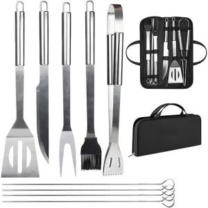 Professionnel en Acier Inoxydable pour BARBECUE Ustensile Set (9 Pièces) avec Sac - Neuf