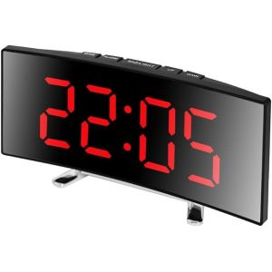 R&eacute;veil num&eacute;rique avec grand &eacute;cran LED - R&eacute;veil de voyage - Fonction snooze - Contr&ocirc;le de la lumi&egrave;re - R&eacute;veil radio-pilot&eacute; intelligent - Pour chambre &agrave; coucher, salon - Rouge cr&eacute;atif - Neuf