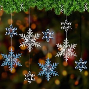 Jgd-30 Pi&egrave;ces Acrylique Flocons De Neige, Ornements En Cristal Pour D&eacute;corations De No&euml;l Avec Ligne De Cristal Pour Fen&ecirc;tres, Chemin&eacute;e, Sapin Et Hiver - Neuf