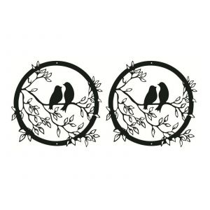 D&eacute;coration murale en m&eacute;tal repr&eacute;sentant des oiseaux sur une branche d'arbre - Neuf